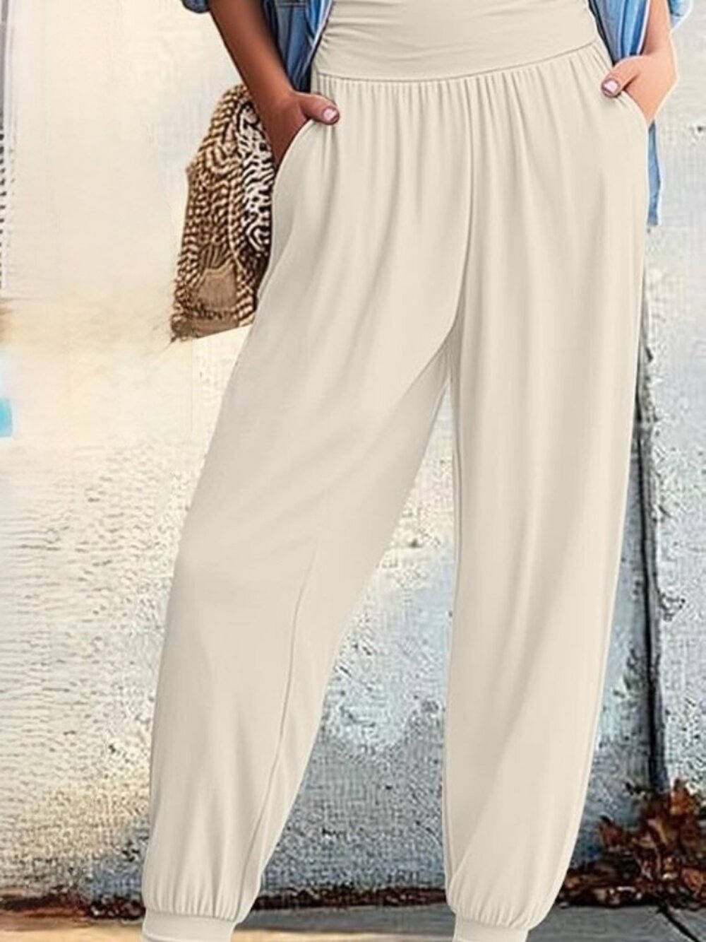 NWT Cream Beige Off-White Joggers Lounge Yoga Soft Comfy Pants- S